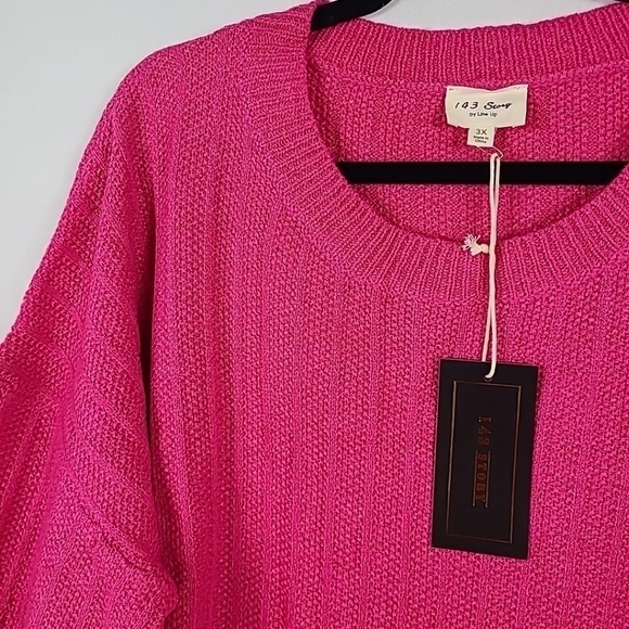 143 Story by Line Up Women's First Meeting Scallop Hem Sweater in Hot Pink Sz 3X - Picture 2 of 7
